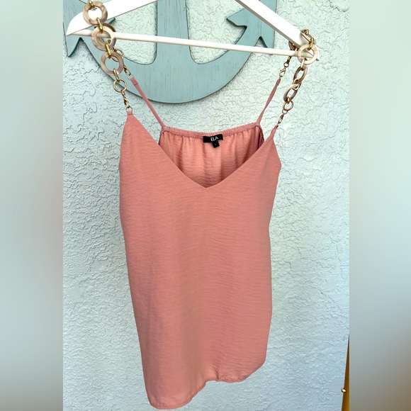 Ela Tops - Ela V-Neck Strappy Pink Camisole with Detachable Chain Straps